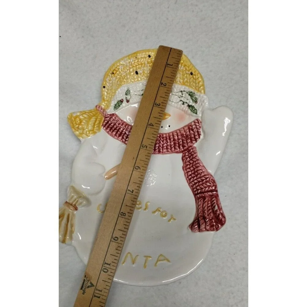 Snowman Cookies for Santa Ceramic Plate Christmas Holiday‎ Cookie Tray